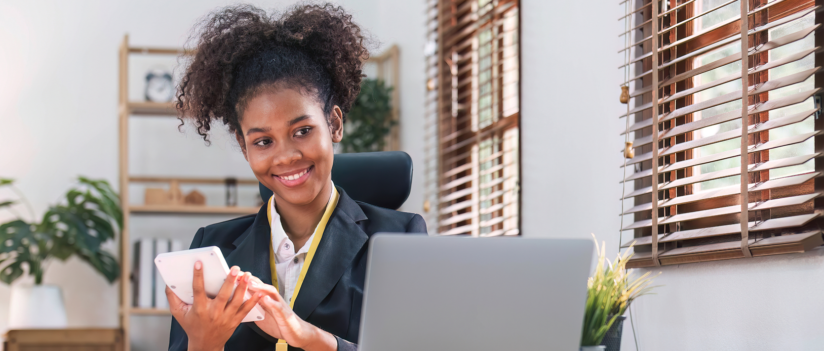 Woman with calculator